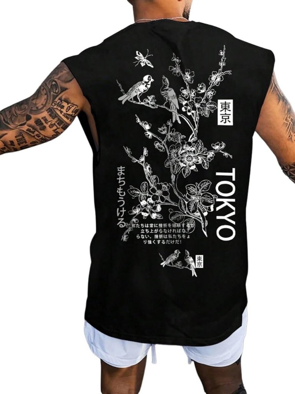 Floral Graphic Sleeveless Tank Top for Men - Casual Crew Neck Tee Shirt
